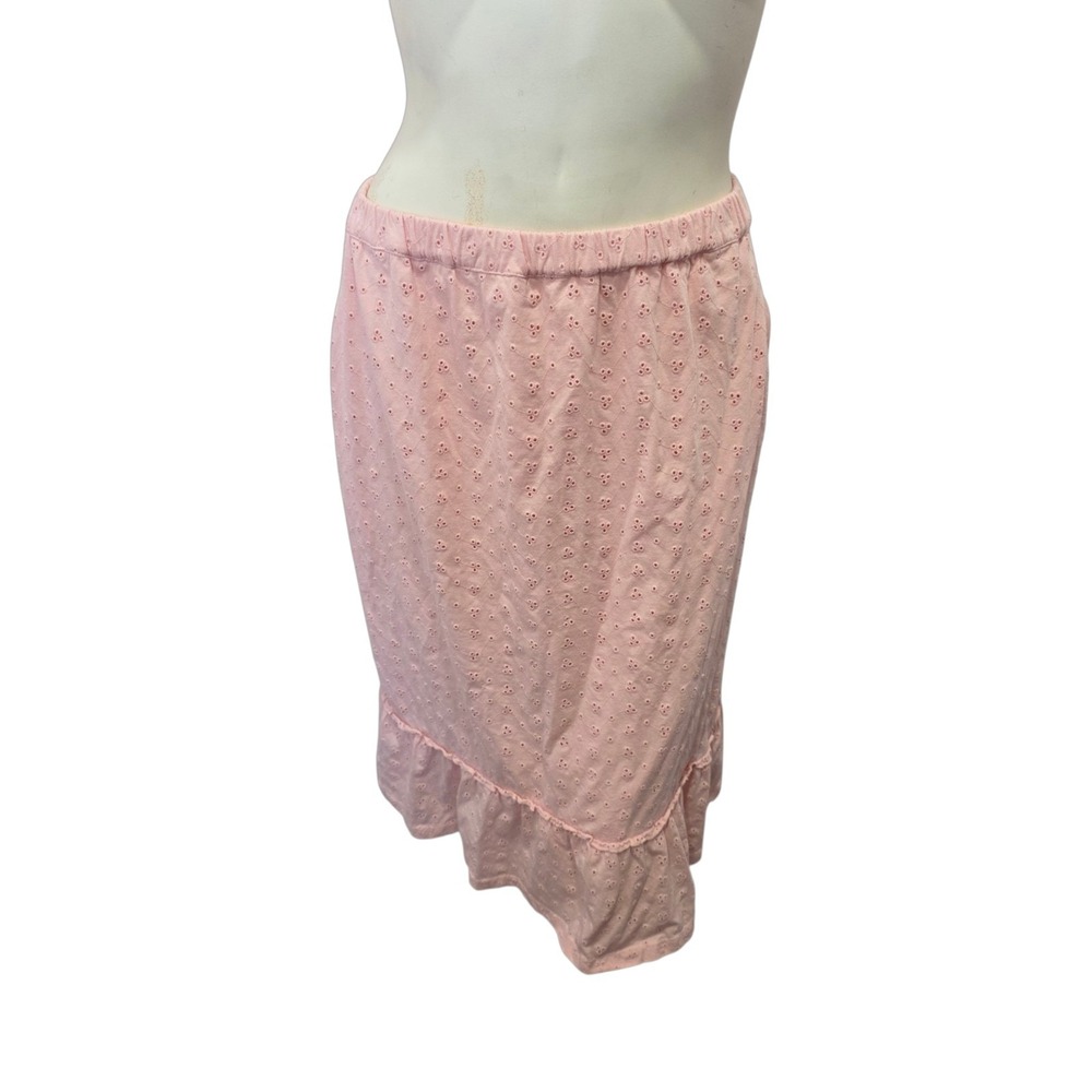 National Since 1952 Pink Eyelet Midi Skirt PM Ruffle Hem Cottagecore Boho